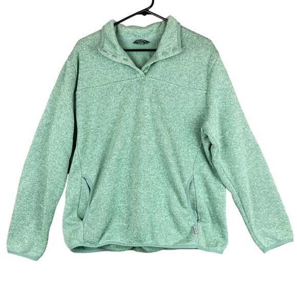 Eddie Bauer Womens Sweatshirt Green Radiator Fleece Snap Mock Neck XL - Picture 1 of 13